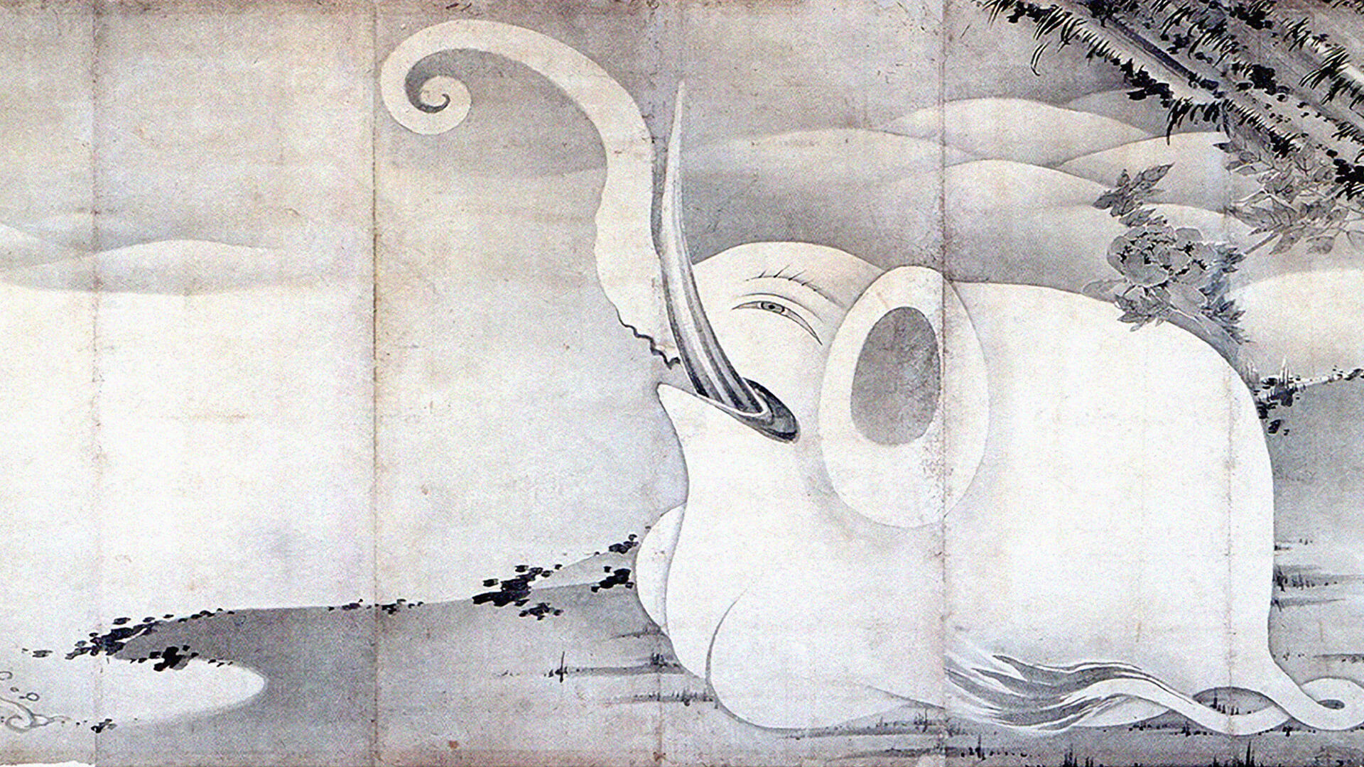 伊藤若冲 象と鯨図屏風 象 壁紙ギャラリー Kagirohi