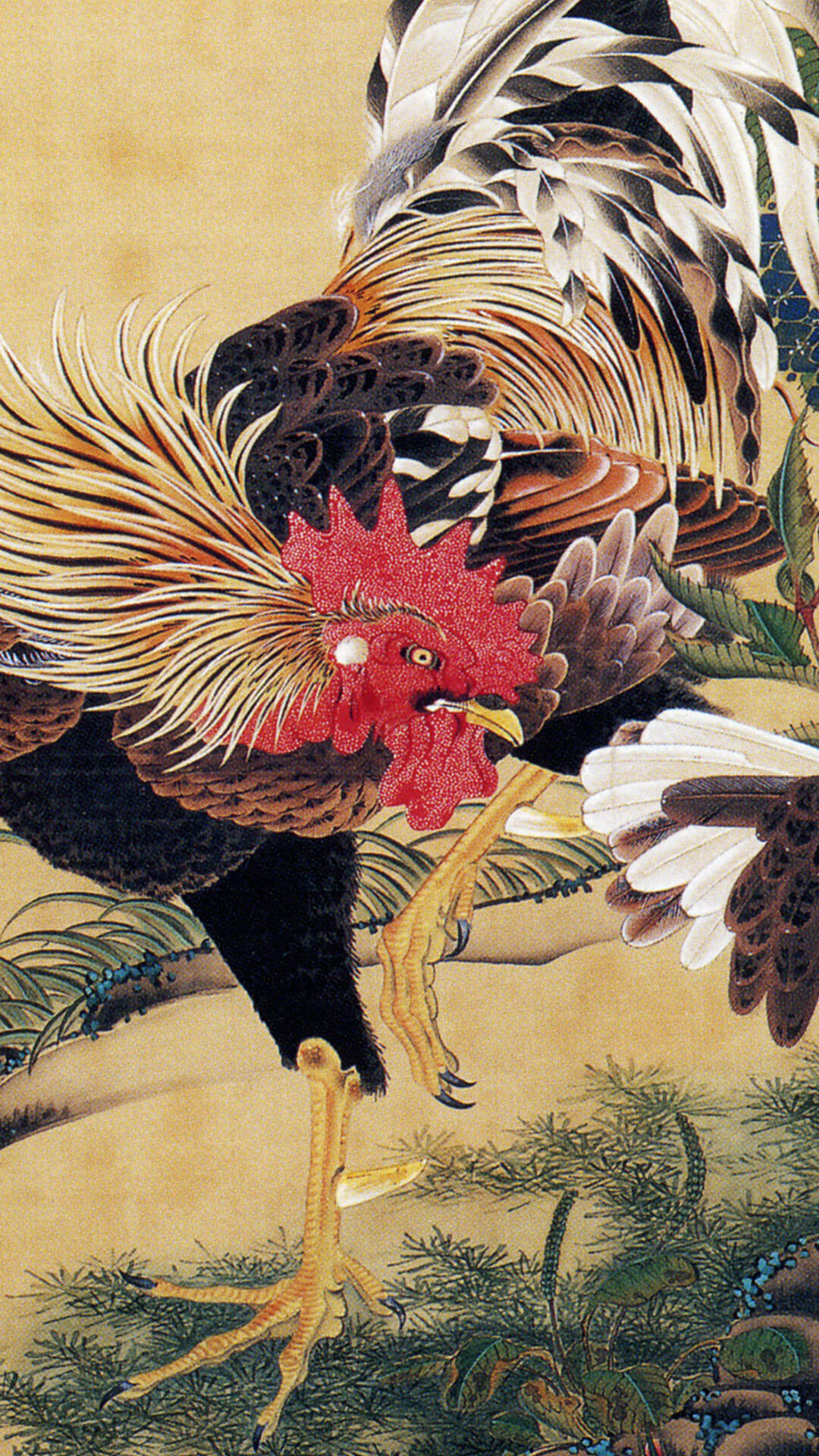 伊藤若冲 / 紫陽花双鶏図 | 壁紙ギャラリー KAGIROHI